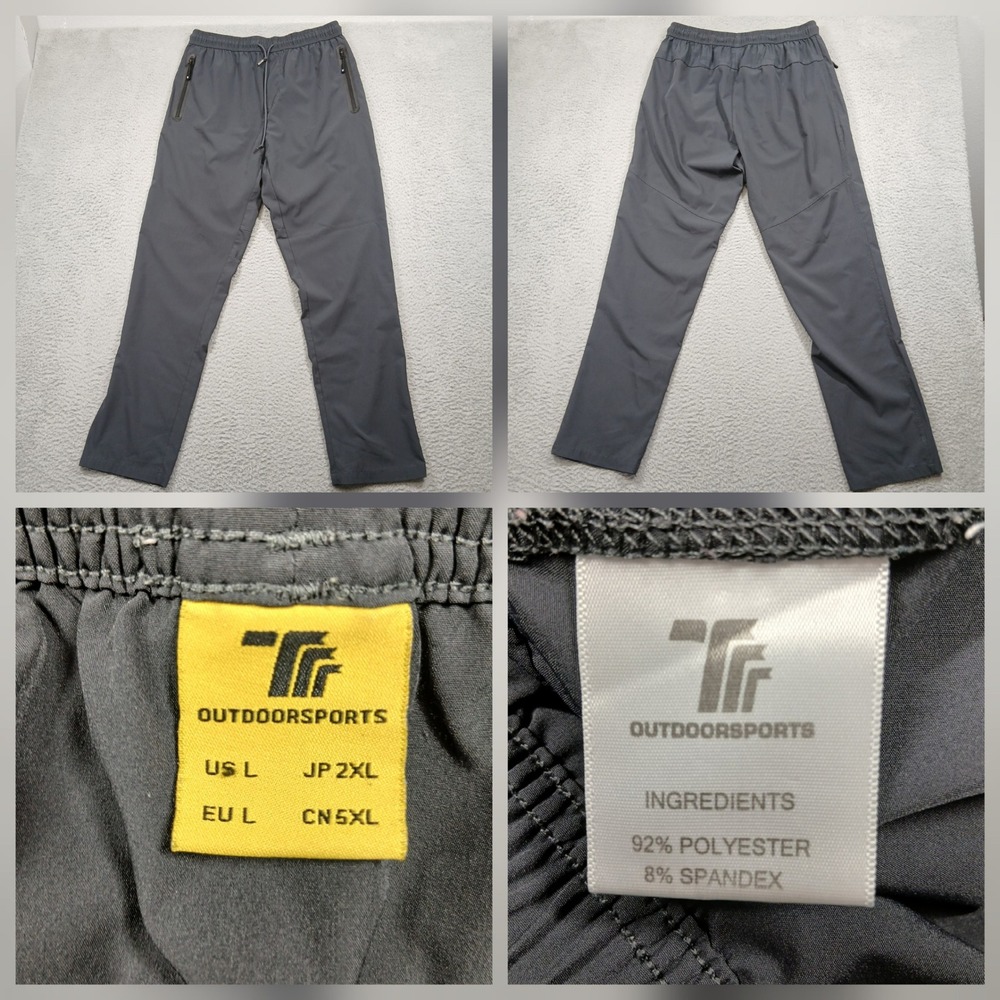 TF Outdoorsports Men's Pants Gray Performance Stretch Elastic Waist Size‎ L